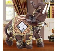 Lucky Feng Shui Wood Grain Elephant Figurine Elephant Statue Large Elephant Statue Elephant Statue Elephant Statue Sculpture Wealth Figurine Gift Home Decoration (Wood Grain