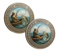 Lucky Fishing Coin - A Coin To Bring You Good Luck, Men Women Angler Fishing Lucky Challenge Coins, Inspirational Fisherman Catching Fish Novelty Coins for Men Women FishingLover (Men+Women)