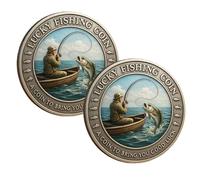 Lucky Fishing Coin - A Coin To Bring You Good Luck, Men Women Angler Fishing Lucky Challenge Coins, Inspirational Fisherman Catching Fish Novelty Coins for Men Women FishingLover (Men 2Pc)