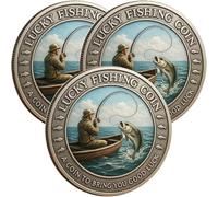 Lucky Fishing Coin - Vintage Style Metal Token for Good Luck, Good Lucky Fisherman Token, A Coin to Bring You Good Luck, Unique Gift for Fishing Enthusiasts, Anglers, Collectors (3Pcs)