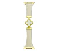 Lucky Flower Leather Strap for Apple Watch 38/40/41/42/42(S10)/42/44/45/46/49 mm for Small Wrist Women, Designer Slim Leather Bands, Four-Leaf Clover Thin Leathers Bracelet for Iwatch Series