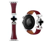 Lucky Flower Leather Strap For Apple Watch Ultra/SE 10/9/8/7/6/5/4/3/2/1, Apple Watch Leather Band, Magnetic Buckle Replacement Thin Strap for Iwatch Series 38-49mm (angola/sliver, 42/44/45/46(S10 11