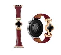 Lucky Flower Leather Strap For Apple Watch Ultra/SE 10/9/8/7/6/5/4/3/2/1, Apple Watch Leather Band, Magnetic Buckle Replacement Thin Strap for Iwatch Series 38-49mm (angola/gold, 42/44/45/46(S10 11