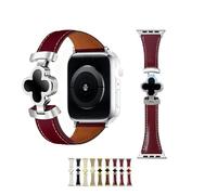 Lucky Flower Leather Strap For Apple Watch Ultra/SE11/10/9/8/7/6/5/4/3/2/1, Apple Watch Leather Band, Magnetic Buckle Replacement Thin Strap for Iwatch Series 38-49mm (ANGOLA/SILVER, 42/44/45/46(S10