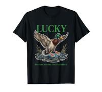 Lucky Flying Mallard Duck Fortune Favors The Feathered T-Shirt