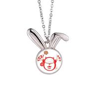 Lucky Fortune Cat Flower Fan Japan Rabbit Necklace Pendant Bunny Animal Jewelry Gift