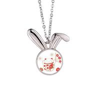 Lucky Fortune Cat Flower Fan Japan Rabbit Necklace Pendant Bunny Animal Jewelry Gift
