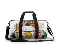 Lucky Fortune Cat Sport Duffel Bag Gym Bag Weekend Overnight Bag for Travel Camping Hiking Beach 45x23x23cm
