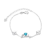 Lucky Four Leaf Clover Birthstone Bracelet 925 Sterling Silver 4 Leaf Clover December Tanzanite Heart Birth Stone Bracelet Adjustable CZ Bracelets, Jewelry Birthday Gift for Women Girls Daughter Mom