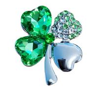 Lucky Four-Leaf Clover Brooch Pin Badge Crystal Rhinestone Accessories Love&Hope, St Patrick's Day Decorations