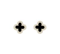 Lucky Four-Leaf Clover Earring Set, Piercing Stud Design, Minimalist Delicate Earrings, Stylish Daily Jewelry, Suitable for Men and Women(Black)