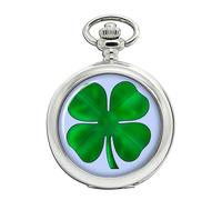 Lucky Four Leaf Clover Full Hunter Pocket Watch