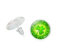 Lucky Four Leaf Clover Stud Earring for Women Simple Statement Dainty Lucky Irish Shamrock Green Clover Flower Earrings Piercing Tragus St. Patrick's Day Good Luck Jewelry Festival Accessories, S