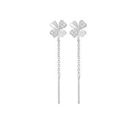 Lucky Four Leaf Clover Threader Earrings 925 Sterling Silver Hypoallergenic Small Tassel Chain Earring for Women Girls Dainty 4 Leaves Liner Birthday St.Patrick's Day Jewellery
