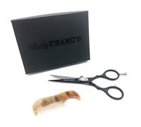 Lucky Franc's Beard Trimming Kit with Japanese Beard Scissors & Ox Horn Handmade Mini Beard Combs for Men - Mustache Trimmer Kit with Mustache Hair Scissors and Comb for Men - Handmade Beard Care Kit