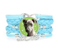 Lucky Friend Eyes Greyhound Dog Love Adjustable Leather Braided Bracelet Bl