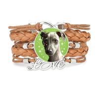 Lucky Friend Eyes Greyhound Dog Love Adjustable Leather Braided Bracelet Br