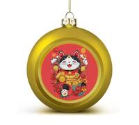 Lucky Funny Cat Christmas Balls for Tree Decoration PC Baubles Hanging Ornaments Festive Decor 4PCS
