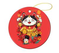Lucky Funny Cat Christmas Ornaments for Tree Decoration Ceramics Xmas Tree Hanging Pendants Festive Decor 1 Pcs