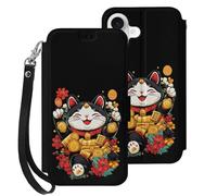 Lucky Funny Cat Mobile Phone Front Flip Cases Compatible with iPhone 17/17 Air/17 Pro/17 Pro Max Anti-Scratch Covers