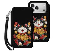 Lucky Funny Cat Mobile Phone Front Flip Cases Compatible with iPhone 17/17 Air/17 Pro/17 Pro Max Anti-Scratch Covers