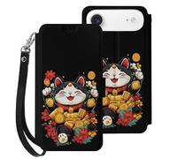 Lucky Funny Cat Mobile Phone Front Flip Cases Compatible with iPhone 17/17 Air/17 Pro/17 Pro Max Anti-Scratch Covers
