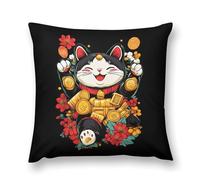 Lucky Funny Cat Plush Pillowcases Soft Throw Pillow Covers Body Cushion Protective Case for Sofa Car Home Decor 24 "x24 "