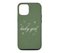 Lucky Girl Clover Bow Butterfly Sage Green Coquette Case for iPhone 12/12 Pro