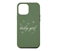 Lucky Girl Clover Bow Butterfly Sage Green Coquette Case for iPhone 12 Pro Max