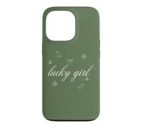 Lucky Girl Clover Bow Butterfly Sage Green Coquette Case for iPhone 13 Pro