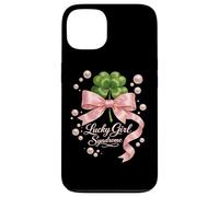 Lucky Girl Syndrome Coquette Pink Bow St Patricks Day Case for iPhone 13