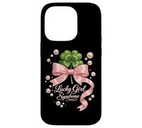 Lucky Girl Syndrome Coquette Pink Bow St Patricks Day Case for iPhone 14 Pro