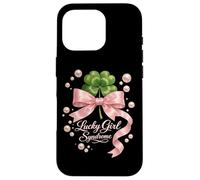 Lucky Girl Syndrome Coquette Pink Bow St Patricks Day Case for iPhone 16 Pro