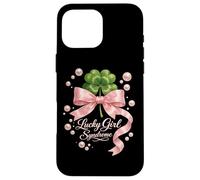 Lucky Girl Syndrome Coquette Pink Bow St Patricks Day Case for iPhone 16 Pro Max