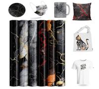 Lucky Goddness Black White Infusible Transfer Ink Sheets for Heat Press Machine,Marble Transfer Ink Sheets for Blanks Mug Tumbler T-Shirt Tote Bag,6 Sheets 12x12inch, FUS-LG-DLS04