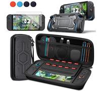 Lucky Goddness Carrying Case for Nintendo Switch 2,Protective Cover for Switch 2 7.9 Inch, 2 Tempered Glass Screen Protector Screen Protector Hard Shell Portable Travel Case with Nintendo Switch