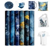 Lucky Goddness Infusible Transfer Ink Sheets for Heat Press Machine,12x12 Inch Blue Marble Sublimation Transfer Paper for Heat Press Machine, 6 Sheets, FUS-LG-DLS02