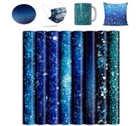 Lucky Goddness Infusible Transfer Ink Sheets for Tumblers Blanks Tshirts,Blue Glitter Sublimation Transfer Paper for Cricut Maker Explore Air 2,10pcs,12x12, (FUS-LG-SG04)