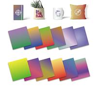Lucky Goddness Ombre Color Transfer Sheets, 12 Pcs 12"x 12" Plain Solid Colors Pre-Printed Sublimation Paper for Heat Press Mug, DIY T- Shirts, Coasters Blanks