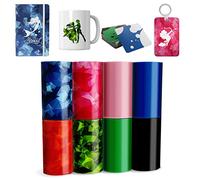 Lucky Goddness Solid Color Sublimation Transfer Ink Sheets, 8 pcs 4.5"x12" Geometric Pattern Pre-Inked Heat Transfer Sublimation Paper for Mug Press,Coaster,Tote Bag Blanks