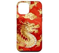 Lucky Gold Chinese Dragon Red Chinoiserie Watercolor Asian Case for iPhone 12 mini