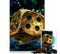 Lucky Gold Dice Water Zen Jigsaw Puzzles for Adults1000 Piece Logic Fun Sharp Detail Playful Challenge Christmas Idea (38x26cm)