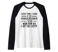 Lucky Grandparent Every Time I Look at My Grandchildren Raglan Baseball Tee