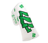 Lucky Green Clover Shamrock Golf Blade Putter Cover Headcover Club Protective Golf Accessories for Men,Soft Synthetic Leather,for Scotty Cameron,Odyssey,Taylormade in White