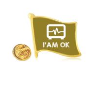 Lucky Heart-beating Life Golden Metal Flag Lapel Pin Badge