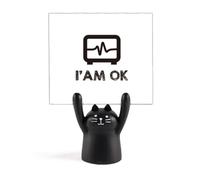 Lucky Heart-Beating Life Memo Holder Cartoon Black Cat Stand Decoration