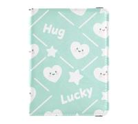 Lucky Heart-shaped Star Happy Wihte Green Badge ID Vaccine Card Holder Wallet Passport Case Lightweight