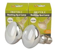 LUCKY HERP 100W R80 Reptile Basking Spot Lamp (2-Pack), 80mm Intense UVA Heat Bulb with Nickel-Plated Copper E27 Base, Professional Choice for Large Tortoise Tables
