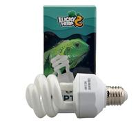 LUCKY HERP 15W UVB 5.0 Reptile Bulb, Compact Fluorescent UV Lamp for Tropical & Subtropical Species, E27 Screw Base Vivarium Light for Iguanas, Chameleons, and Tortoises, 220-240V