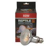 LUCKY HERP 80W Reptile Mercury Vapor Bulb, R80 Coated Glass for Stable Spectrum & Balanced Light, 3-in-1 UVA UVB Heat Lamp, Professional Sun Lamp for Reptiles, E27, 220-240V